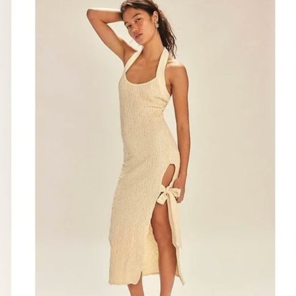 NWOT Free People X Free -est Sea Foam Midi Dress in White Large - Picture 5 of 9